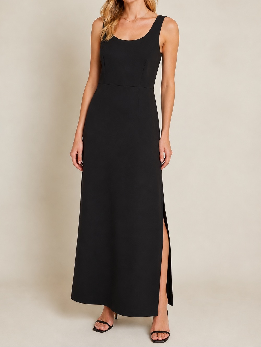 🇨🇦 Vintage Black Maxi Dress Size 9 Made in Canada Minimalist Evening Dress Med